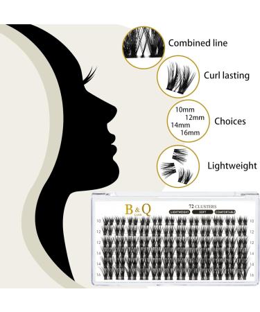 72 D Curl Natural Eyelash Clusters | DIY Soft Fluffy Lash Extensions - B&Q Cluster Lashes (UK-FD-B50-D-14) - Buy Online on GoSupps.com