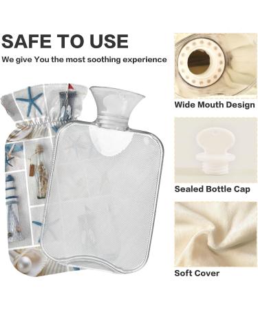 Naanle Ocean Seashell Hot Water Bottle - 1L Transparent Heat Bottle with Cover for Pain Relief & Warmth - Ideal for Bed & Hand Warmers - Buy Online on GoSupps.com