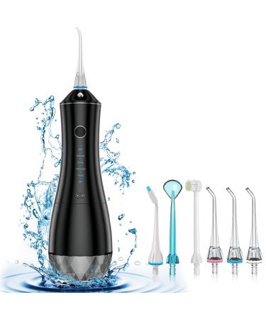 Water Flossers for Teeth-Portable Water Flosser with 260ML Tank Professional Flossing Rechargeable Oral Irrigator for Home & Travel IPX7 Waterproof 6 Modes Irrigate(Black)