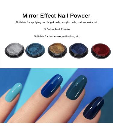 5 Colors Nail Art Glitter Mirror Powder Holographic Nail Pigment with 5 Sponge Sticks Metallic Chrome Nail Powder for Nail Art Decor - Buy Online on GoSupps.com