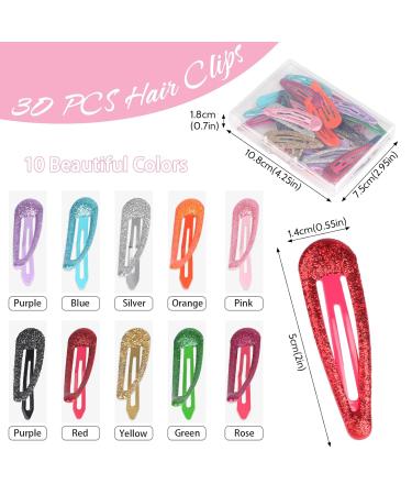 30 Glitter Hair Clips for Girls & Toddlers - 10 Colors Perfect for Thin Hair Baby & Women | Sparkly Hair Accessories - Buy Online on GoSupps.com