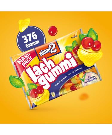 nimm2 Lachgummi Maxi Pack - 376g Fruit Gum with Juice & Vitamins | Buy Internationally - Buy Online on GoSupps.com