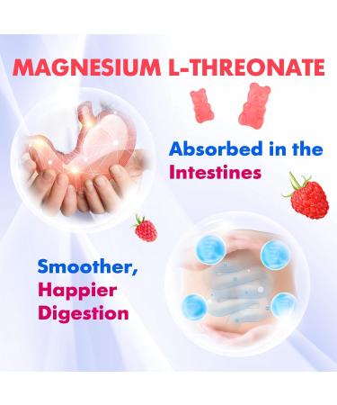 1000mg Magnesium L-Threonate Gummies for Kids & Adults - Muscle & Nervous System Support Vegan Sugar-Free Raspberry Flavor 60 Gummies 1pack - Buy Online on GoSupps.com
