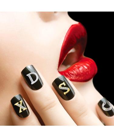 Maitys 104-Piece Nail Studs Set - 3D Capital Letter Charms & Rhinestone Decals for DIY Nail Art - Gold & Silver Decoration for Women - Buy Online on GoSupps.com