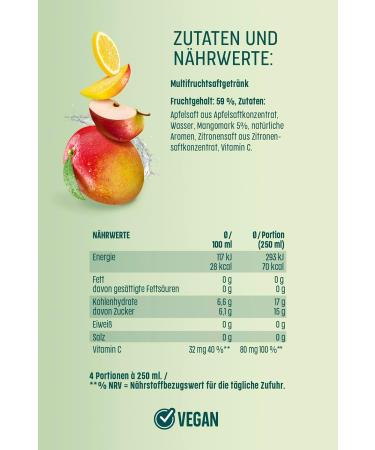 High C Juicy Balance Mango Juice - Less Sugar Vitamin C Vegan 100% Recyclable Pack (6 x 1L) - Buy Now for International Shipping! - Buy Online on GoSupps.com