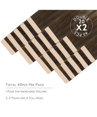 Salife Tape Extensions - 40Pcs 100g 20 Inch Balayage Chocolate Brown to Honey Blonde Real Hair Extensions Invisible & Seidig Quality - Buy Online on GoSupps.com