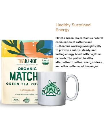 Teaki Hut Organic Matcha Green Tea Powder 5oz - USDA Organic, 100% Pure, Unsweetened & Delicious - Ideal for Smoothies & Lattes - 141 Servings - 5 Ounce Pack - Buy Online on GoSupps.com