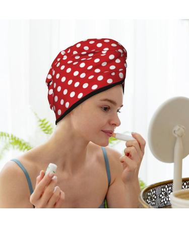 Hair Towel Wrap Quick Drying Turban with Button | Red Polka Dot Hair Drying Towel for Faster Results - Buy Online on GoSupps.com