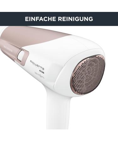 Rowenta CV5830 Studio Dry Hair Dryer - 2100W 3 Temp/2 Speed Levels Ions Cold Air Button Diffuser | White/Rose Gold - International Shipping Available - Buy Online on GoSupps.com