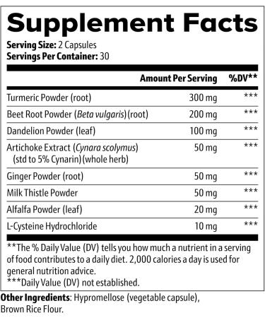 Eternal Springs Bio LiverLight Detox - Herbal Supplement 60 Capsules - Turmeric Milk Thistle Plant-Based Gluten-Free Dairy-Free Soy-Free Nut-Free Detoxify Support - Buy Online on GoSupps.com
