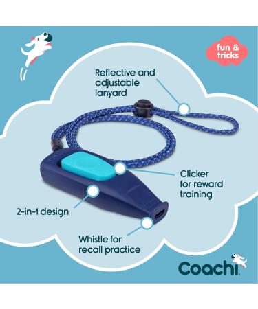 Coachi Whizzclick 2-in-1 Dog Training Clicker & Whistle | Recall & Reward Tool with Reflective Lanyard | Navy/Light Blue | Suitable for Dogs & Puppies - Buy Online on GoSupps.com