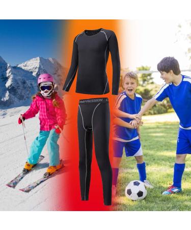 Linlook Kids Thermal Underwear Set - Breathable Winter Sports Gear | Long-Sleeved Top & Long Underpants for Ski & Football (Size 24 Black) - Buy Online on GoSupps.com