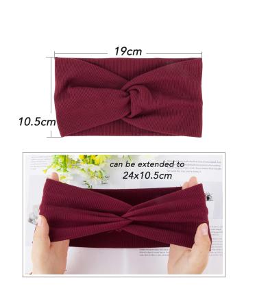 6PCS Elastic Headbands for Women - Summer Sports Headwraps with Bow in Black Gray Pink Beige Khaki & Wine Red - Buy Online on GoSupps.com
