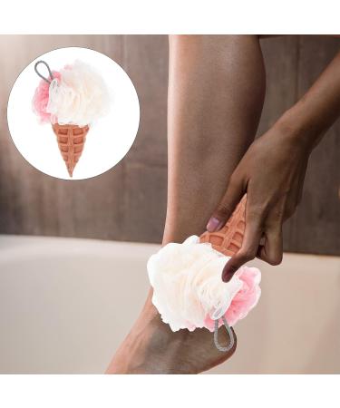 HEALLILY Body Puff Bath Shower Sponge Ice Cream Body Scrubber Exfoliating Loofah Towel for Spa Shower Scrub Supplies White Bath Sponge - Buy Online on GoSupps.com