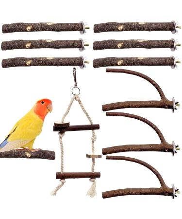 thumbnail image 2 of Bird Toys, Bird Perch Wooden Training Stand Natural With Cotton Rope 2 of 14
