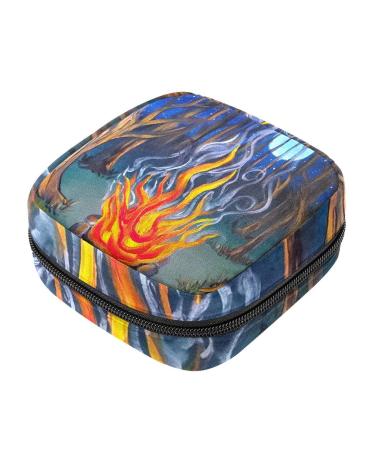 Menstruation pad bag with zipper women's napkin bag tampons collective bags for women and girls (campfire moonlight)