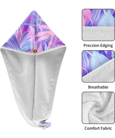 Buy Tropical Plants Flowers Hair Towels - Super Absorbent 2 Pack for Quick Drying | Hair Turbans with Button Wrap for Women & Girls - International Shipping Available - Buy Online on GoSupps.com
