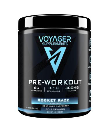 Pre-Workout | Rocket Razz | Clinically Dosed for Intense Pumps Peak Energy and Laser Focus | All-Natural Formula with Citrulline + Beta Alanine + Caffeine | 30 Servings