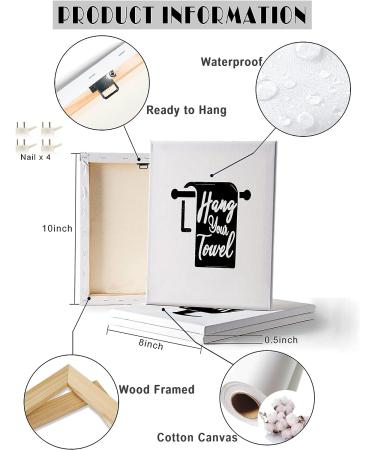 Drsoum Bathroom Decor Wall Art Prints - Set of 6 Funny Small Toilet Signs - 8x10 inch Framed - Black and White - Buy Online on GoSupps.com