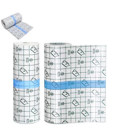 2 PCS Transparent Stretch Adhesive Bandage 6 Inch x 5 Yard-Waterproof Clear Film Dressing Bandages Adhesive Bandages Shower Shield Dressing Tape for Tattoos Swimming Showering