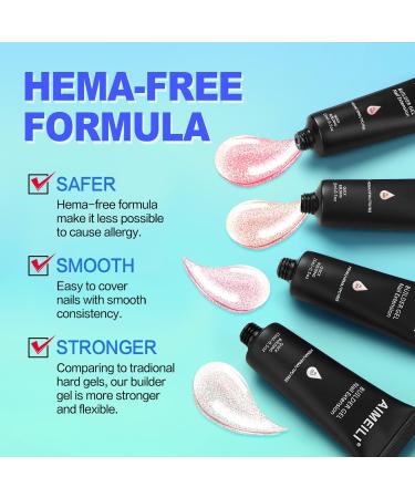AIMEILI Builder Nail Gel Kit - 6 Colours 15ml | Nail Extension Gel Polish Set for UV LED Nail Enhancement | Acrylic Builder Gel Kit for Nail Art - Gifts Set Included - Buy Online on GoSupps.com