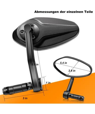 Clhmily & Z Universal Bicycle Mirror for Handlebars - Convex Glass Rotatable Scratch-Resistant E-Bike Side Mirror - Wider Angle for Safe Cycling - Buy Online on GoSupps.com