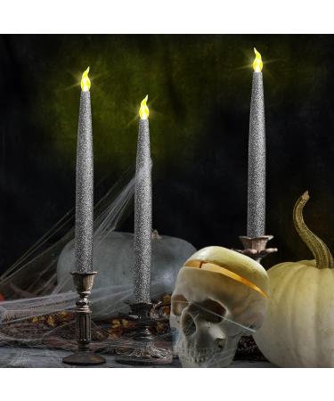FURORA Lighting Silver Taper Candles - Flameless LED Centerpiece Decor with 6/18 Timer Pack of 2 (Battery Operated) - Perfect for Elegant Events & Home D cor - Buy Online on GoSupps.com