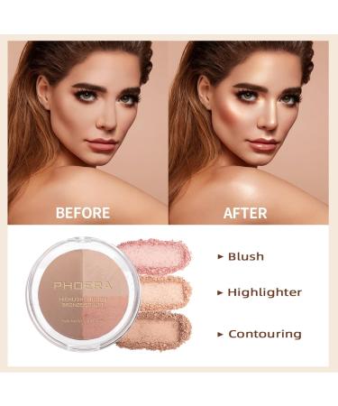 PHOERA Fond de teint PHOERA Palette de contour nuances avec surligneur bronzant et fard joues PHOERA maquillage (104+ #002 Contour/Buff Beige+#002) - Buy Online on GoSupps.com