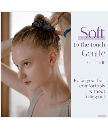 Olesilk 100% Silk Scrunchies - 2-Pack Black Hair Ties for Women & Girls | Premium Ponytail Holders - Buy Online on GoSupps.com