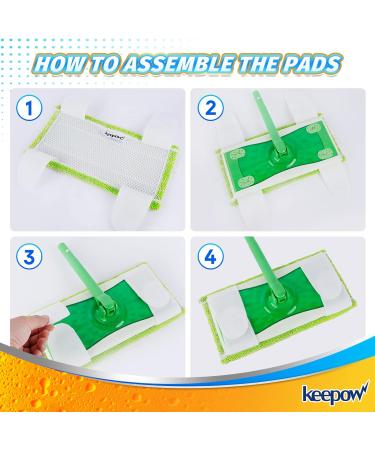 KEEPOW Reusable Microfiber Mop Pads - 6 Pack Green | Compatible with Swiffer Sweeper | Washable Mopping Cloth Refills for Hardwood Floors | Eco-Friendly Alternative (Mop Not Included) - Buy Online on GoSupps.com