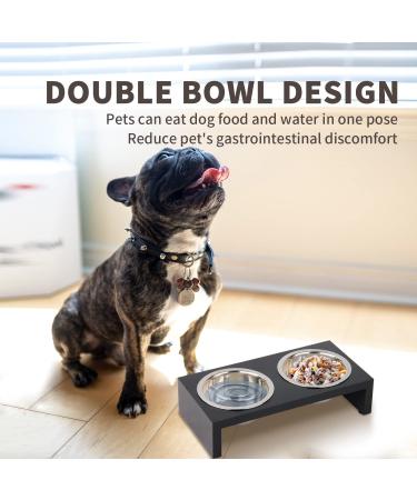 Pawise Elevated Dog Bowls & Raised Cat Feeder with Stainless Steel Bowls | Wooden Frame Stand for Food and Water - 750ml - Buy Online on GoSupps.com