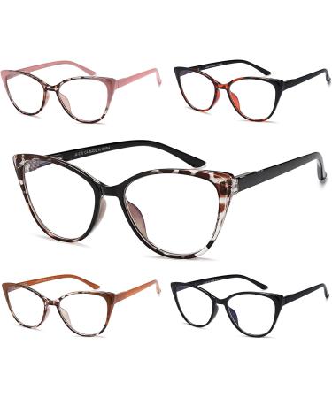 Shop EYEURL 5 Pack Cat Eye Reading Glasses for Women - Stylish Blue Light Blocking Anti-Glare Readers with Spring Hinge | Perfect for Computer Use - Buy Online on GoSupps.com