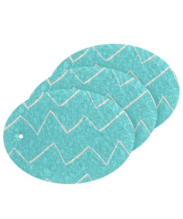 3-Pack Cleaning Kitchen Sponges Oval Cartoon Stripes Blue Kitchen Cellulose Dishwashing Wood Pulp Cotton one sizex3 Cartoon Stripes Blue