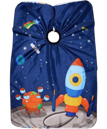 Ccbeauty Waterproof Hairdressing Cap for Kids | Adjustable Children's Hair Cutting Apron | Blue Space Pattern Toddler Hairdresser Slop - Buy Online on GoSupps.com