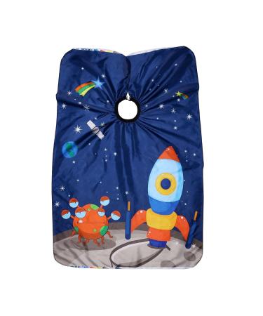 Faletony Kids Haircut Cloak - Waterproof Adjustable Hairdresser Cape with Space Missile Design - Buy Online on GoSupps.com