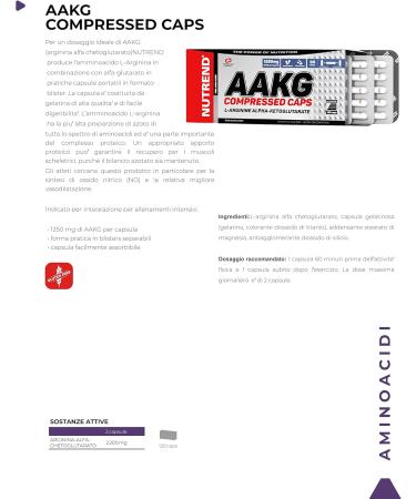 Nutrend AAKG 7500 Compressed Caps | L-Arginine Amino Acid for Nitrogen Balance | 120 Caps - Buy Internationally - Buy Online on GoSupps.com