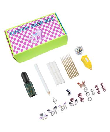 NOTYAZ Tooth Gem Kit Teeth Gems Kit with Glue and Light DIY Teeth Jewelry Starter Kit 30Pcs Crystals Butterfly & Tulip/Heart-Shaped Gems Great Tooth Jewelry Gems Kit huncai-1pcs