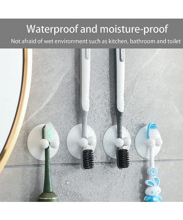 MSTECO 8-Piece Toothbrush Holder Set | Suction Cup Toothbrush & Razor Bracket | No-Punch Bathroom Organizer in White - Buy Online on GoSupps.com