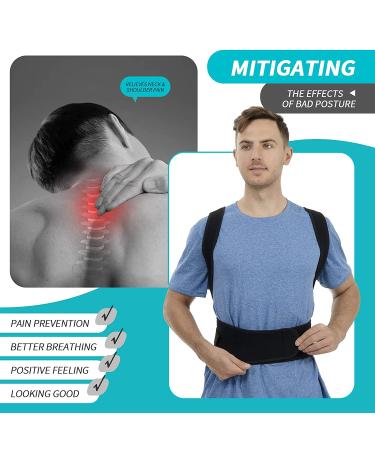 Huninpr Posture Corrector for Women and Men - Adjustable Upper Back Brace for Pain Relief - Breathable Back Support Straightener for Lumbar, Neck, Shoulder, Clavicle - Size Medium - Buy Online on GoSupps.com