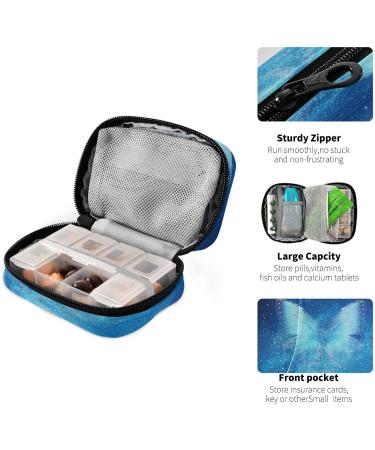 Pfrewn 7-Day Pill Organizer Case - Portable Galaxy Butterflies Travel Pill Box for Vitamins & Supplements - Zipper Pouch for Easy Use - Buy Online on GoSupps.com