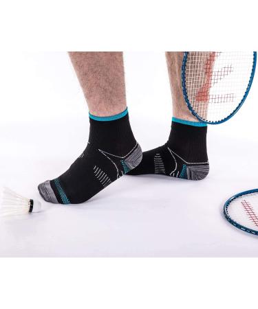 Compression Socks 6 Pairs - Arch Support Plantar Fasciitis Relief - Athletic Low Cut Foot Socks for Men & Women - Blue/Black - S-M - Buy Online on GoSupps.com