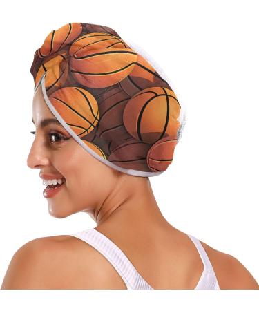 Super Absorbent Basketball Pattern Hair Towel 2 Pack | Quick Dry Hair Turbans for Women & Girls | Ideal Hair Drying Solution - Buy Online on GoSupps.com