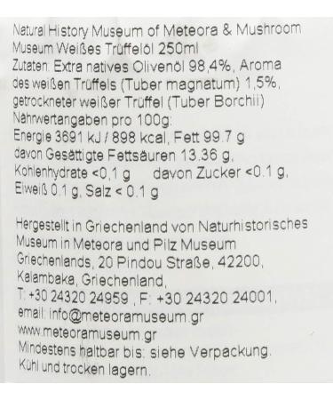 Extra Virgin Olive Oil with White Truffle Aroma - 250ml | Natural History Museum of Meteora & Mushroom Museum - Buy Online on GoSupps.com