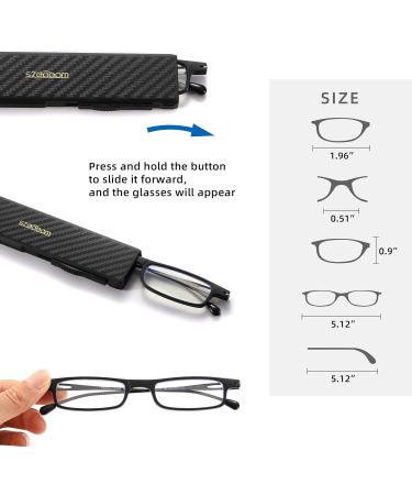 Buy Szeoeom Ultra-Thin Foldable Reading Glasses for Men & Women - Lightweight TR90 Portable & Compact Black +2.0 Diopters - Buy Online on GoSupps.com