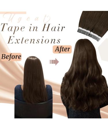 Ugeat Tape in Hair Extensions 24 Inch Tape Extensions Human Hair Extensions Tape Dark Brown Tape in Human Hair Extensions #4 50 Grams Hair Extensions Tape in Human Hair - Buy Online on GoSupps.com