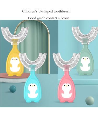 Kids U-Shaped Toothbrush Food Grade Soft Silicone Brush Head Manual Training 360 Effective Deep Cleaning Oral Teeth Cleaning Design for Toddlers and Children Green-Small - Buy Online on GoSupps.com