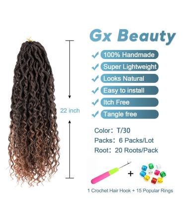 Goddess Locs Crochet Hair 22 Inch Curly Faux Locs for Black Women - 6 Packs T-30 Synthetic Braiding Hair - Buy Online on GoSupps.com