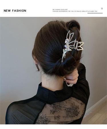 Rhinestone Fairy Girl Hair Claw Clips Set - Non-slip Hair Accessories in Silver & Gold (2PCS) - Buy Online on GoSupps.com