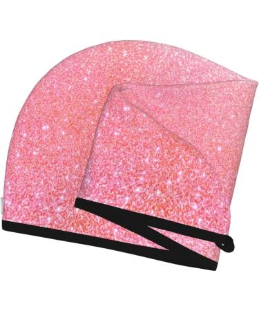 Hair Towel Wrap - Quick Drying Turban with Button | Sparkly Pink Glitter Hair Drying Towel for Effortless Style - Buy Online on GoSupps.com
