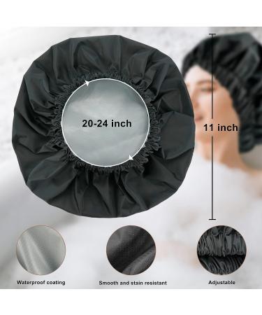 Reusable Waterproof Black Shower Caps for Women - Stay Dry in Style! - Buy Online on GoSupps.com